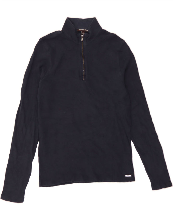 MICHAEL KORS Mens Zip Neck Sweatshirt Jumper XL Navy Blue Cotton Vintage Michael Kors and Second-Hand Michael Kors from Messina Hembry 
