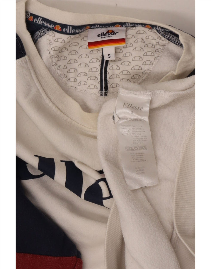 Ellesse Herre Grafisk Sweatshirt Jumper Lille Hvid Colourblock Bomuld