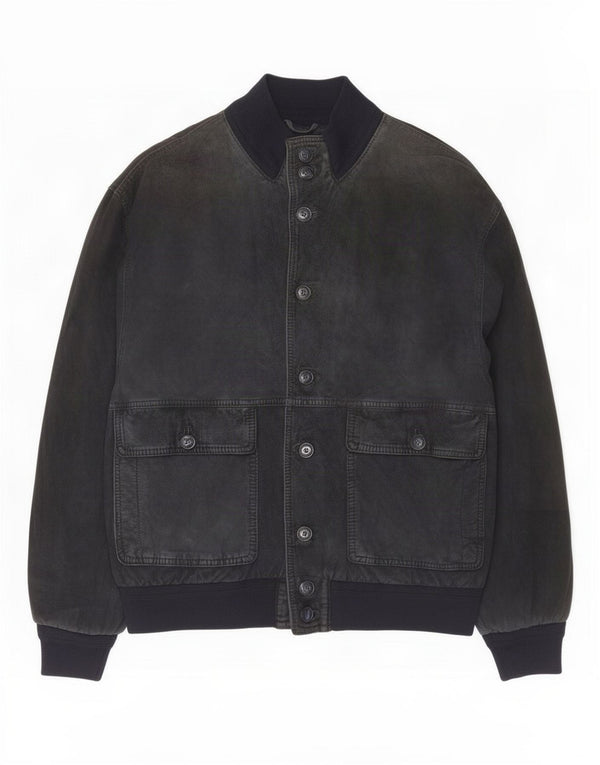 Max Herre Ruskind Bomber Jacket UK 38 Medium Navy Blue Læder
