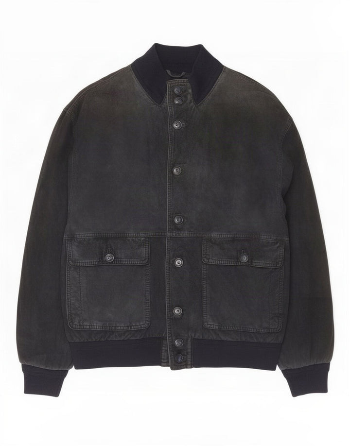 Max Herre Ruskind Bomber Jacket UK 38 Medium Navy Blue Læder
