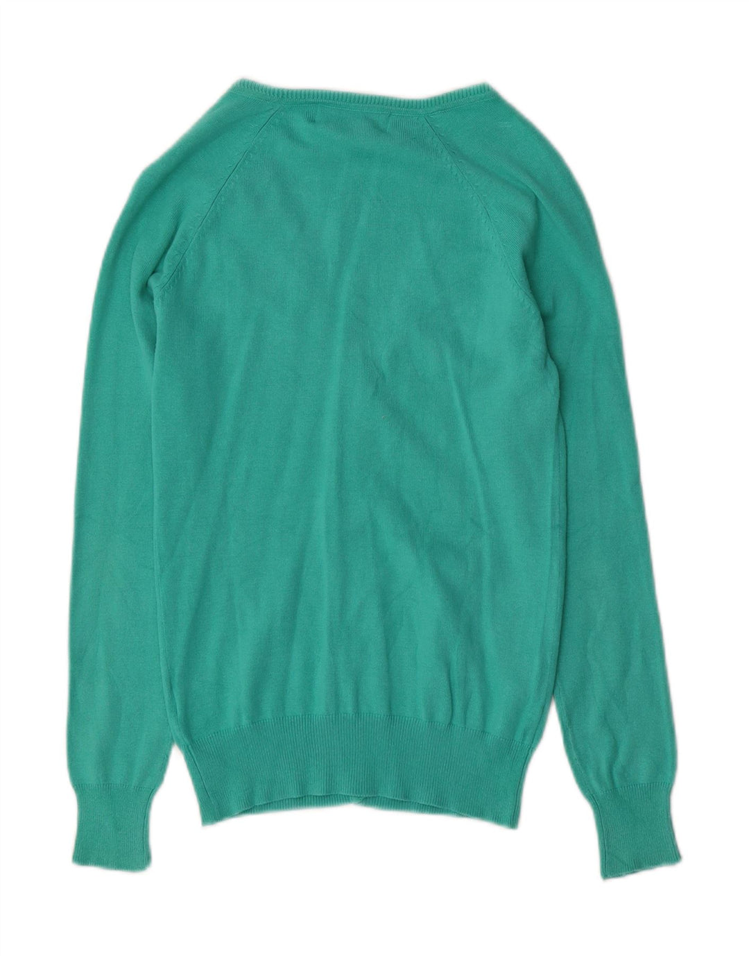 Zara Dame Cardigan Sweater UK 10 Lille turkis bomuld