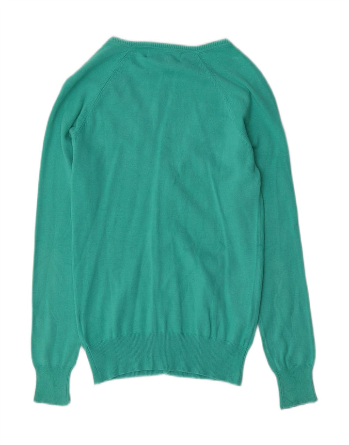 Zara Dame Cardigan Sweater UK 10 Lille turkis bomuld