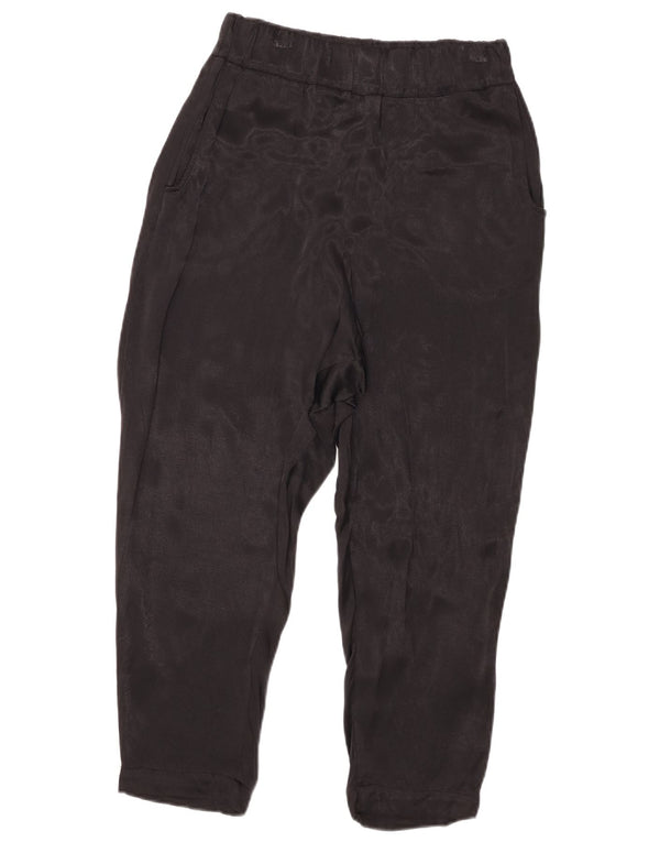 Zara Womens High Waist Cropped Trousers XS W24 L23 Sort Viscose