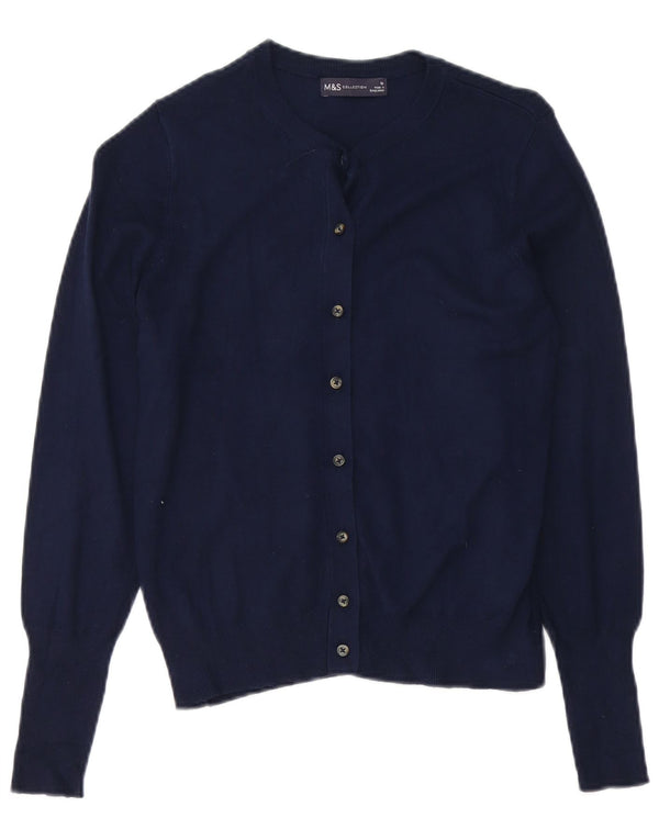 Marks & Spencer Dame Cardigan Sweater UK 10 Small Navy Blue Viscose