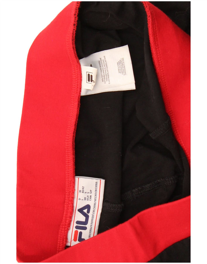 Fila Kvinders Grafiske Leggings UK 8 Small Black Bomuld
