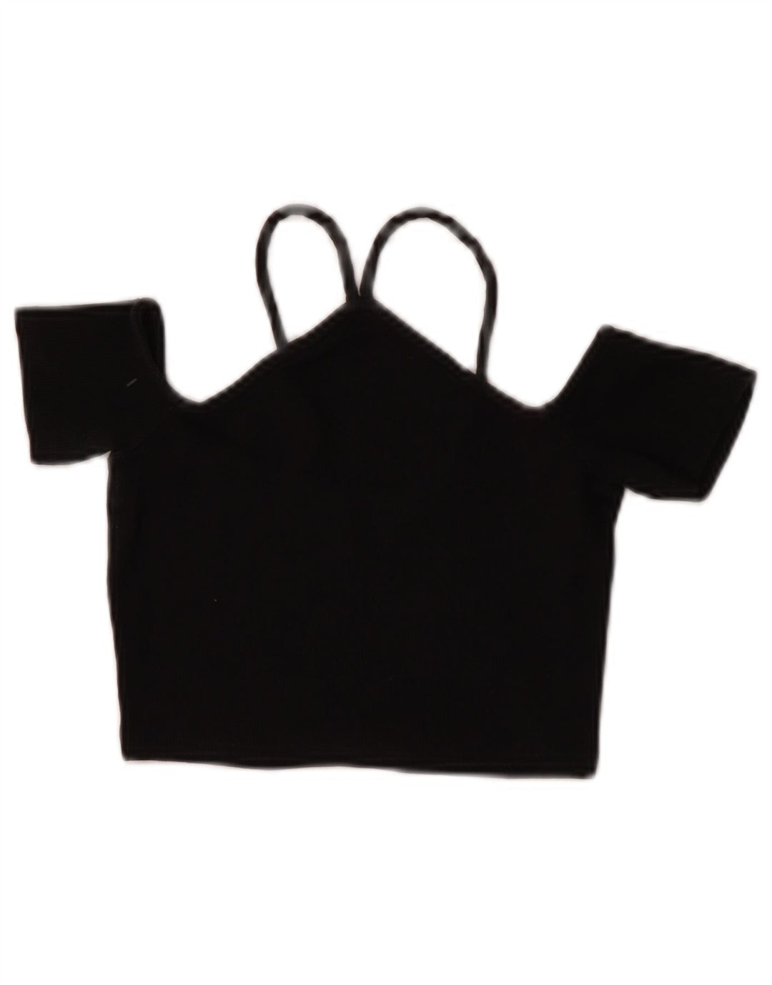 Zara Womens Crop Off Shoulder Top UK 8 Small Black Bomuld