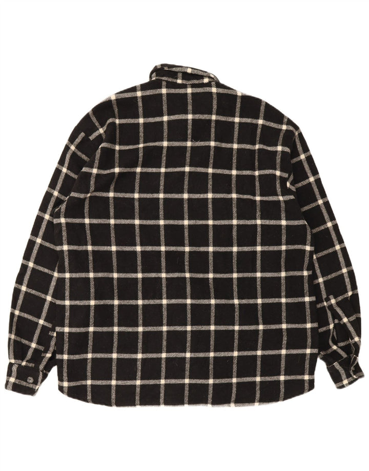 Vintage flannelskjorte til mænd, stor sort ternet