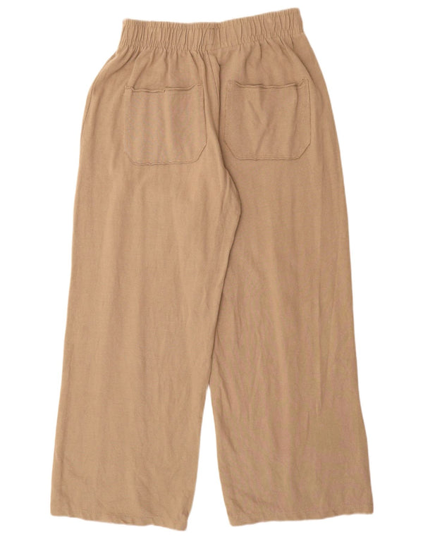 Zara Womens Wide Leg Tracksuit Bukser UK 12 Medium Beige Bomuld
