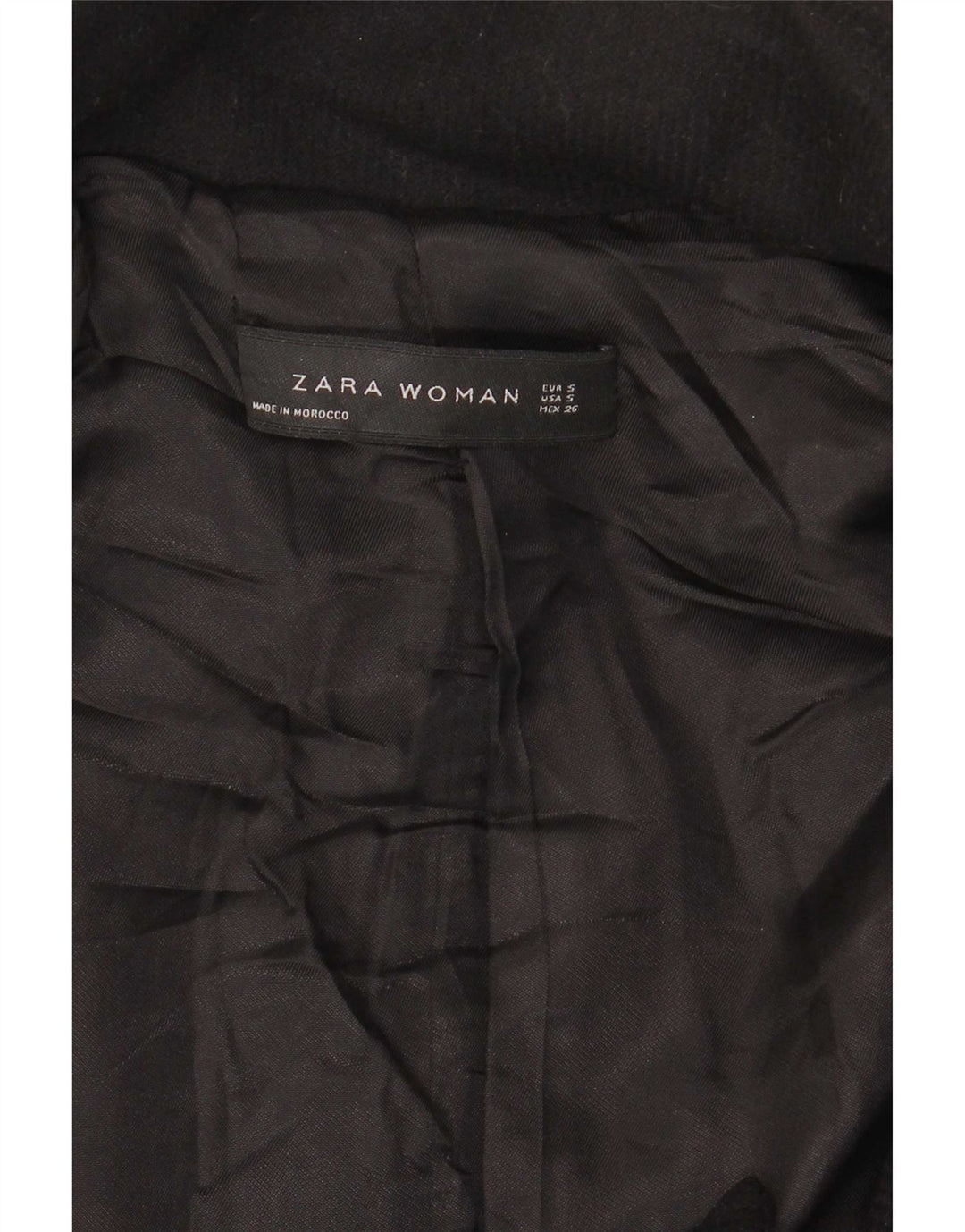 Zara Dame Overfrakke UK 10 Lille Sort