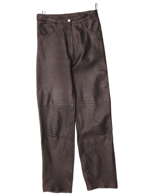 VINTAGE lige bukser til kvinder EU 40 Medium W28 L29 sort læder