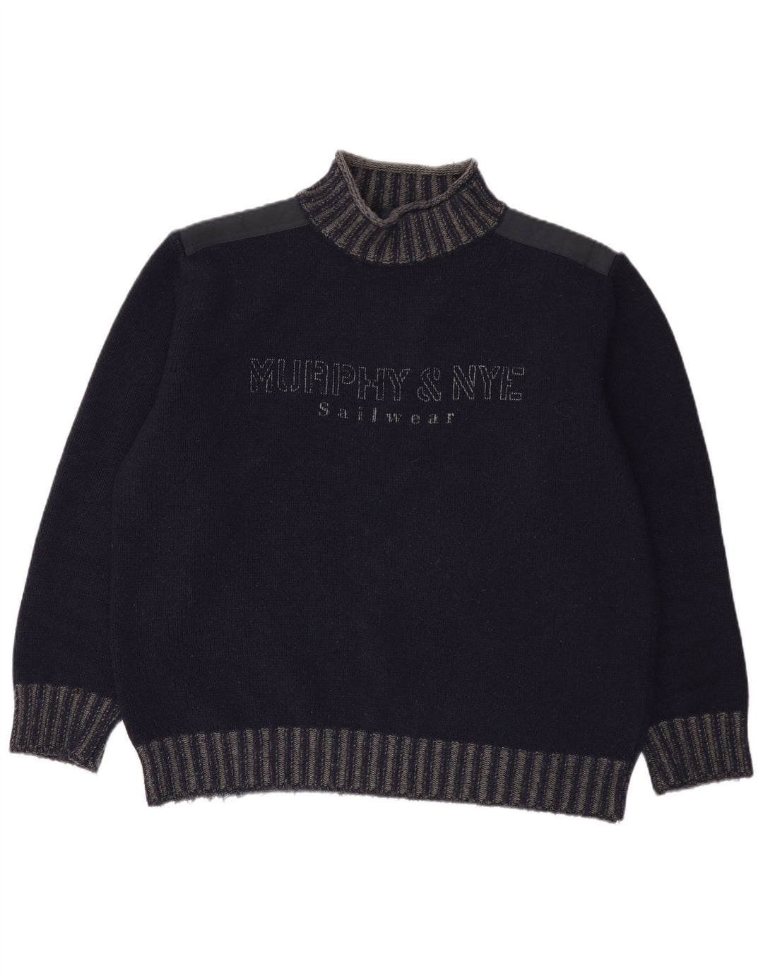 Murphy & Nye Herre Sailwear Grafisk Turtle Neck Jumper Sweater 2XL Navy Blue