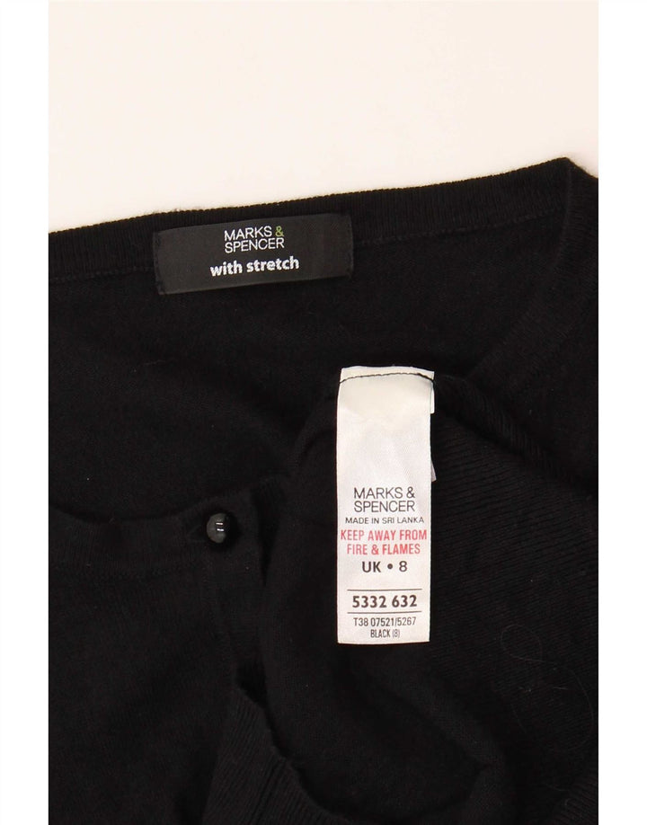 Marks & Spencer Womens Crop Cardigan Sweater UK 8 Small Black Viscose