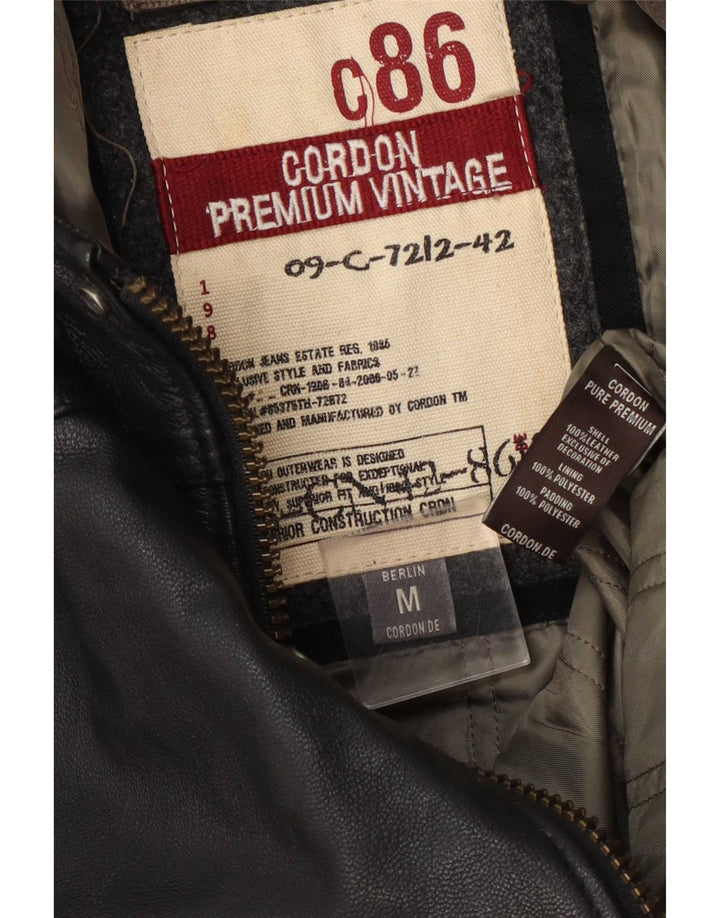 Cordon Herre grafisk læderjakke UK 38 Medium Sort