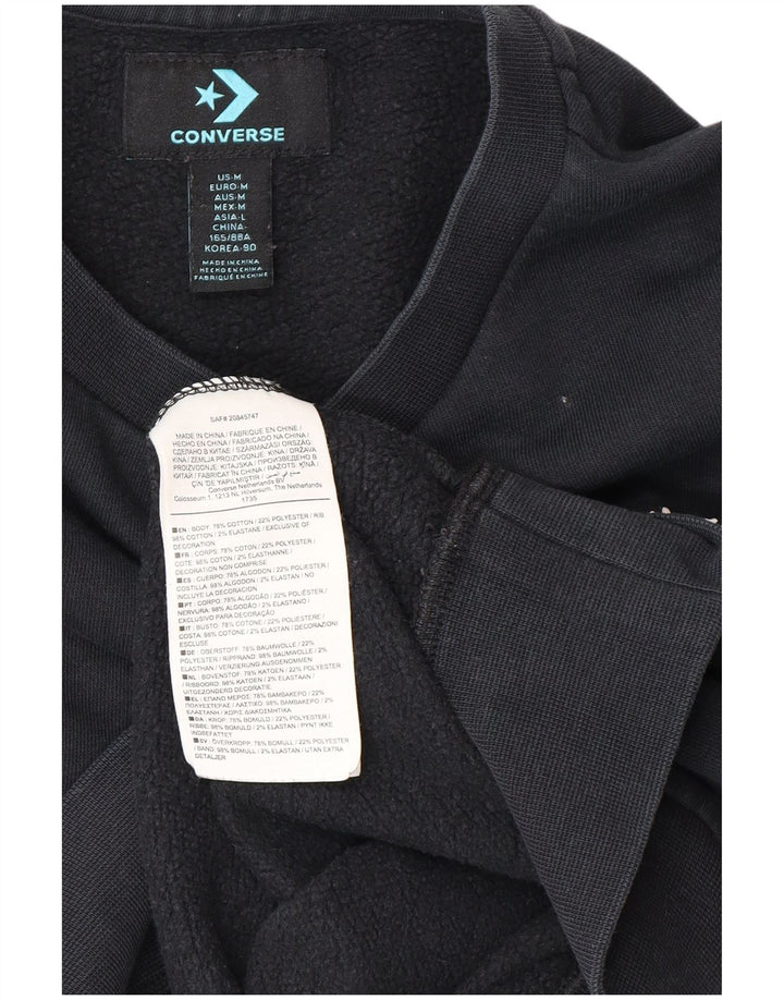 CONVERSE Womens Sweatshirt Jumper UK 14 Medium Black Cotton