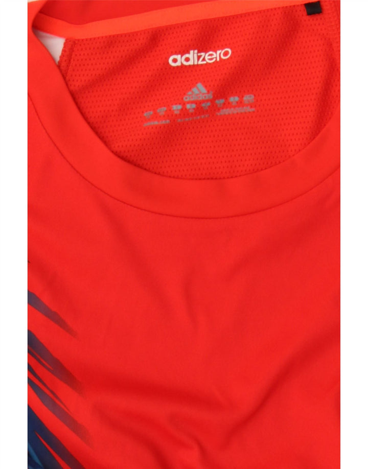 ADIDAS Mens Abstract Pattern T-Shirt Top XS Red Polyester Vintage Adidas and Second-Hand Adidas from Messina Hembry 