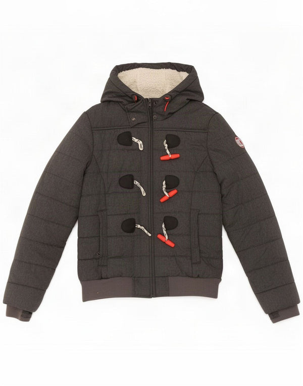Superdry, polstret hættejakke til kvinder UK 10 Small Grå Polyester
