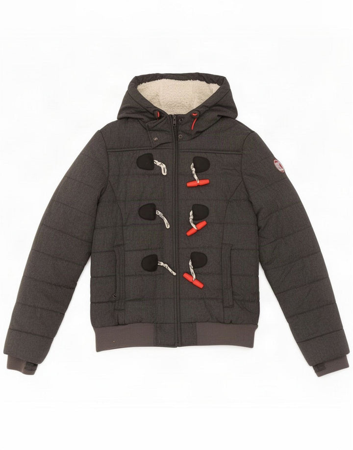 Superdry, polstret hættejakke til kvinder UK 10 Small Grå Polyester