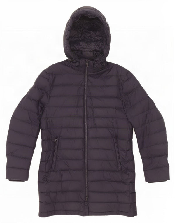 Massimo Dutti Dame Hætte Polstret Frakke UK 14 Medium Navy Blue
