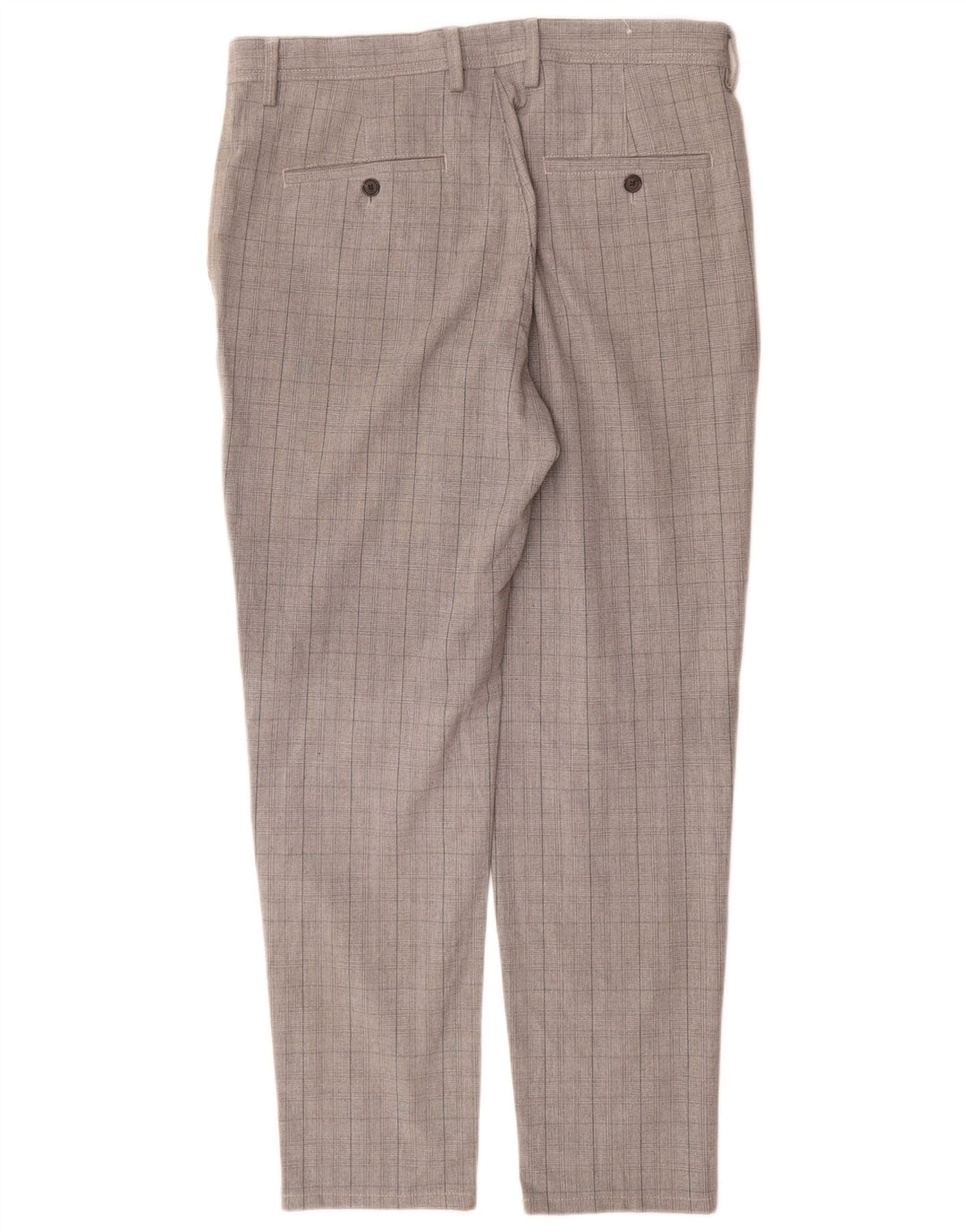 Zara Herre Slim Chino Bukser EU 42 Large W32 L30 Grå ternet polyester