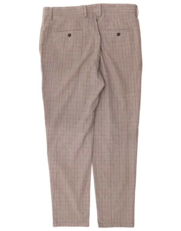 Zara Herre Slim Chino Bukser EU 42 Large W32 L30 Grå ternet polyester