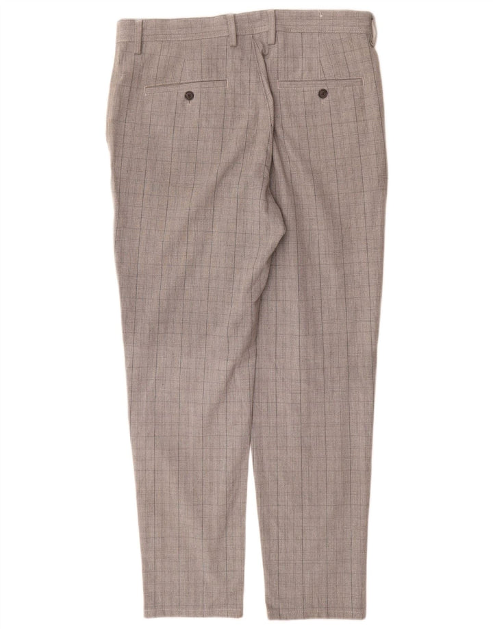 Zara Herre Slim Chino Bukser EU 42 Large W32 L30 Grå ternet polyester