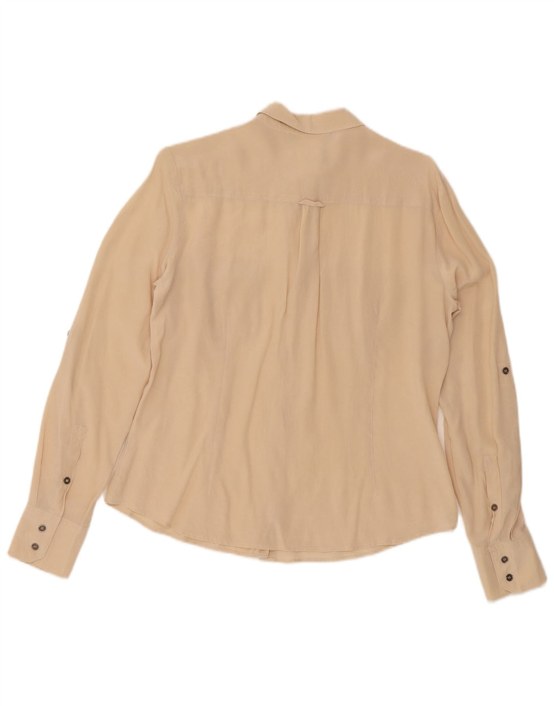 Max Mara Dame Langærmet Militærskjorte Stor Beige Silke