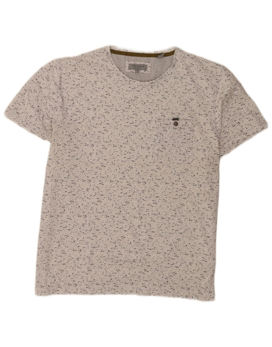 Ted Baker Herre T-Shirt Top Størrelse 5 XL Hvid Flecked Bomuld