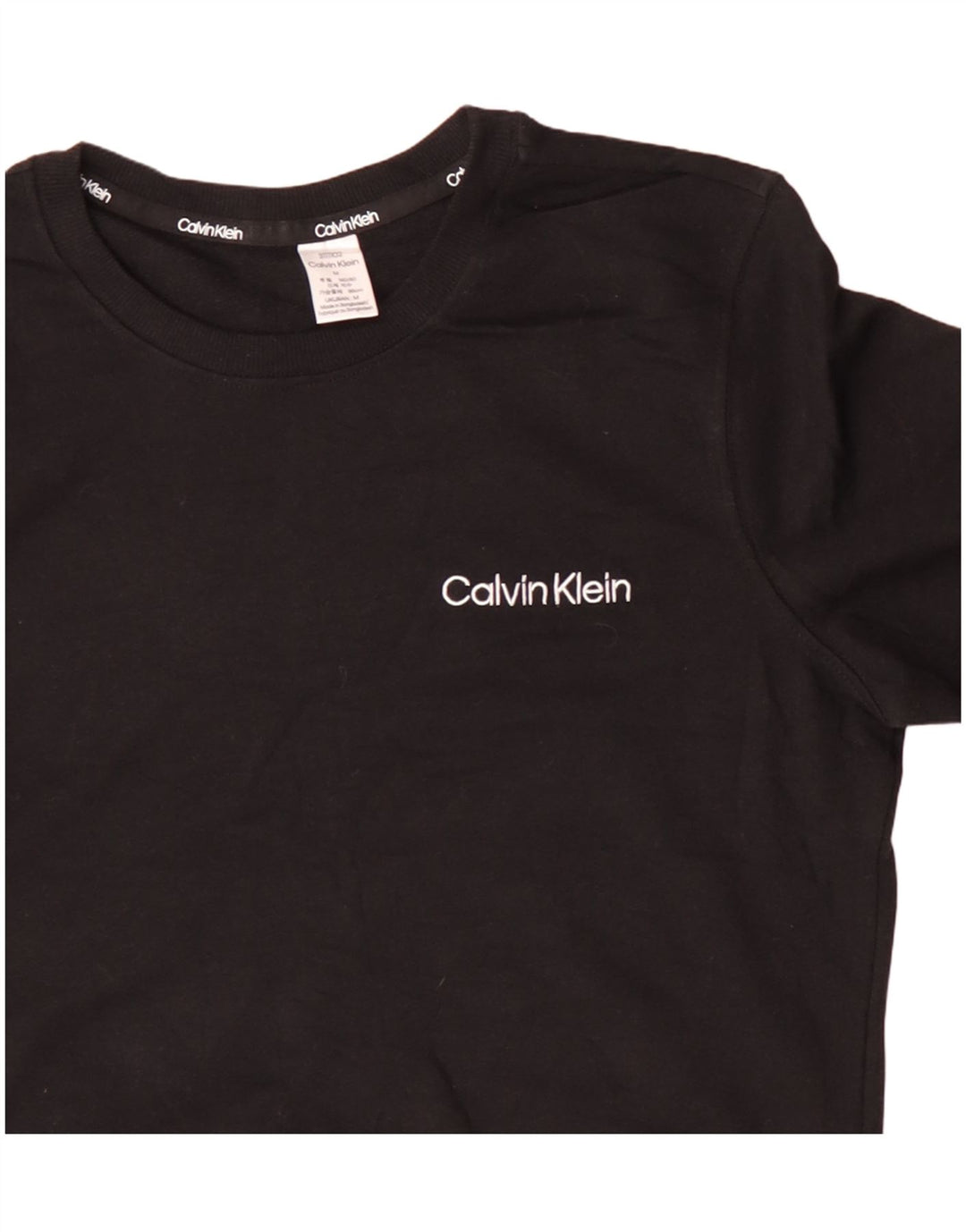 CALVIN KLEIN Dame Sweatshirt Jumper UK 14 Medium Sort Bomuld
