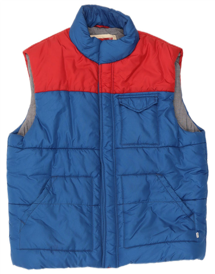 Levi's Herre polstret Gilet UK 40 Large Blue Colourblock Polyester