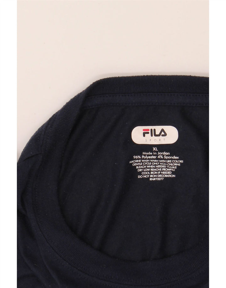 FILA Mens T-Shirt Top XL Navy Blue Polyester Vintage Fila and Second-Hand Fila from Messina Hembry 