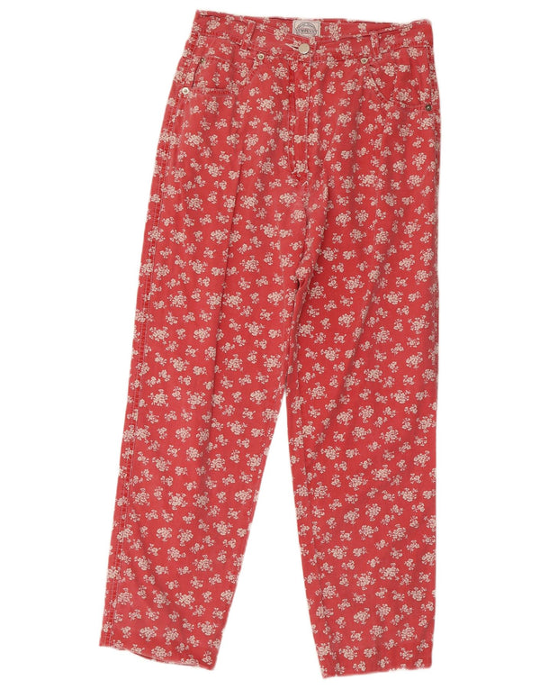 Nye Penny Womens Loose Fit Cropped Trousers W26 L26 Red Floral