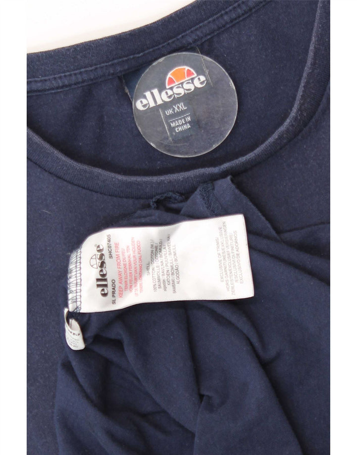 Ellesse Herre Grafisk T-Shirt Top 2XL Marineblå Bomuld
