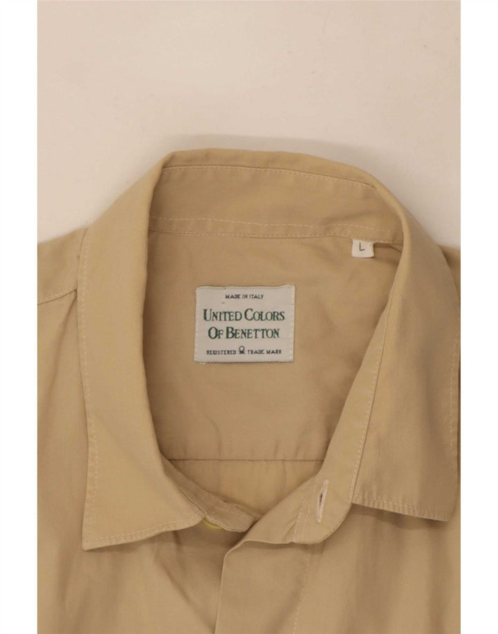 Benetton Kortærmet Herreskjorte Stor Beige