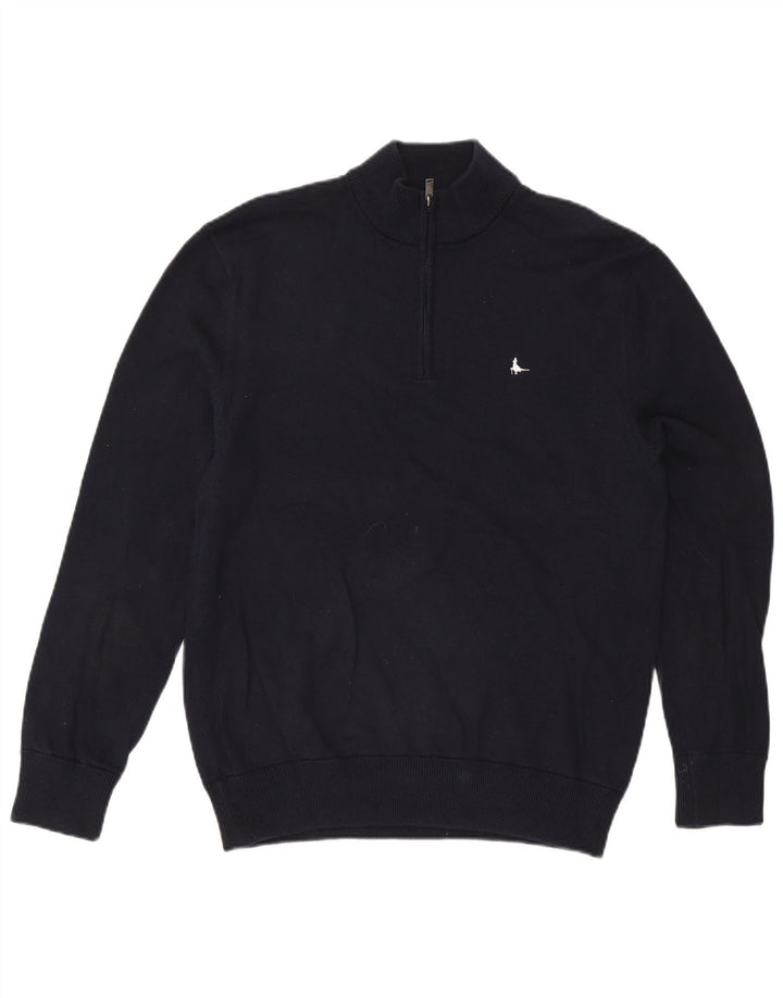 Jack Wills Herre Zip Neck Jumper Sweater Stor Marineblå Bomuld