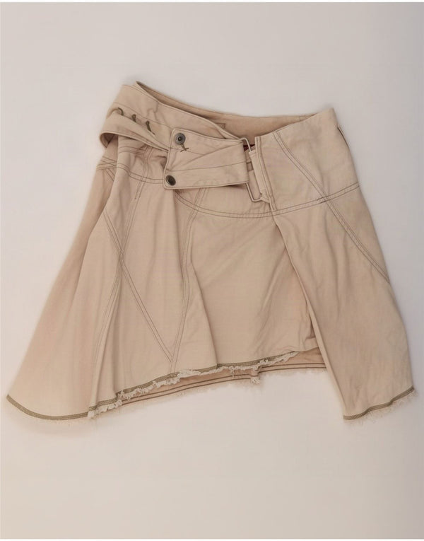 Diesel Womens Wrap Asymmetrisk Nederdel XS W25 Beige Bomuld
