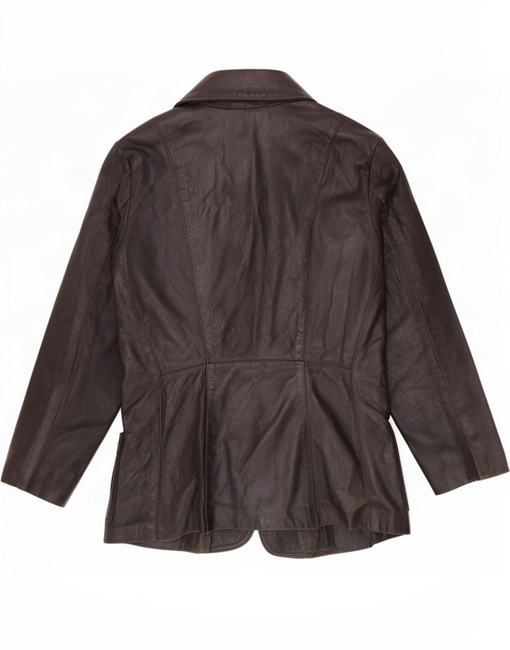 Vintage dame 3-knaps læder blazerjakke UK 12 Medium Sort