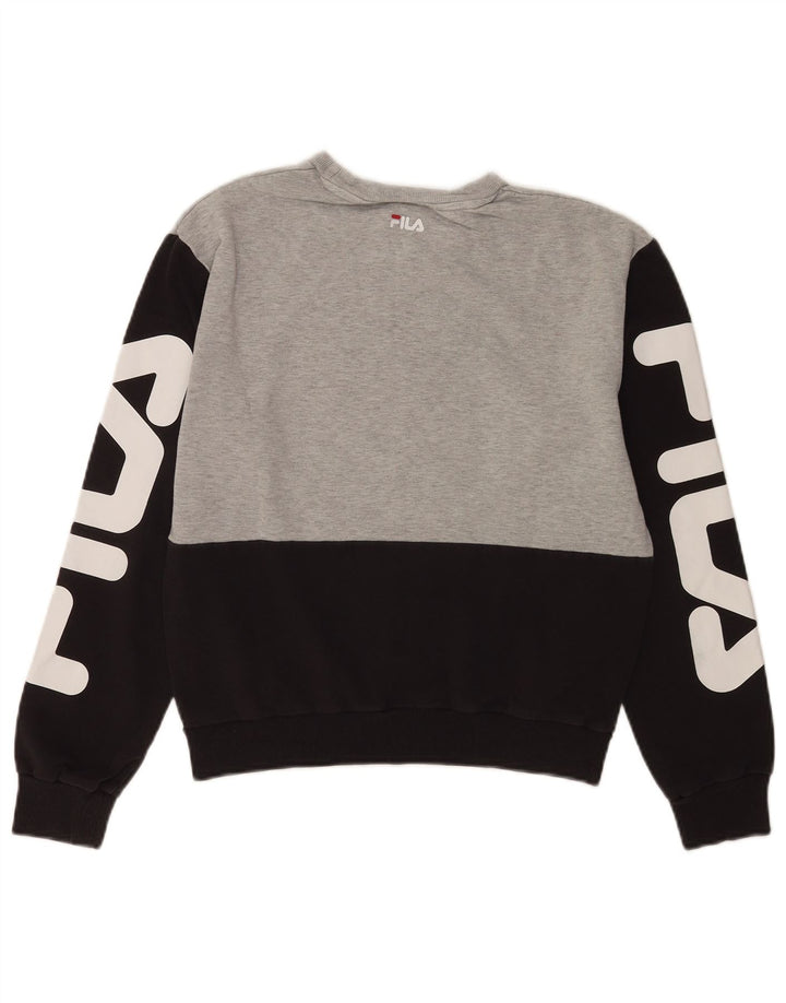Fila Dame Grafisk Sweatshirt Jumper UK 10 Small Grey Colourblock