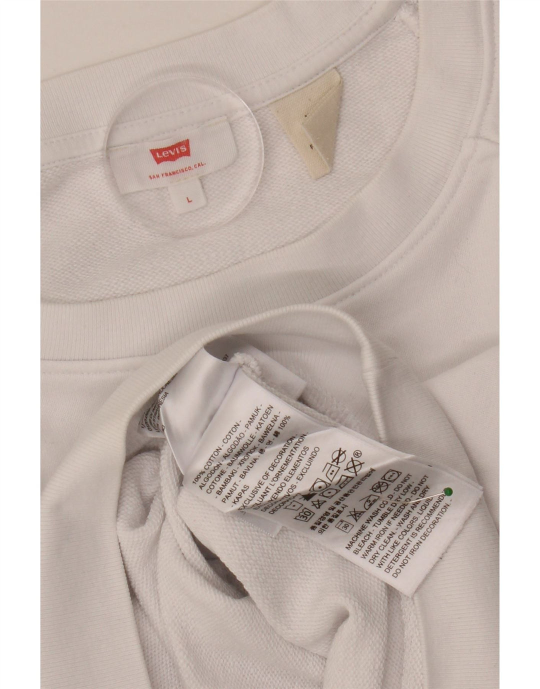 LEVI'S Dame Oversized grafisk sweatshirt Jumper UK 16 Stor hvid bomuld