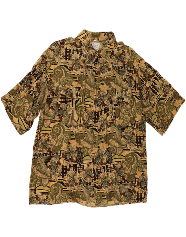 Vintage kortærmet herreskjorte 2XL Khaki Paisley