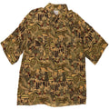 Vintage kortærmet herreskjorte 2XL Khaki Paisley