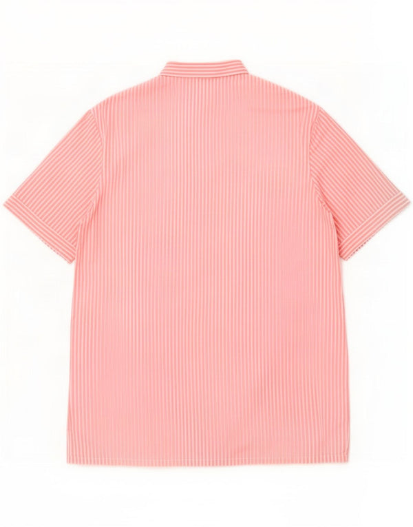 Vintage kvinders kortærmet skjortebluse UK 16 Large Pink Nålestribe