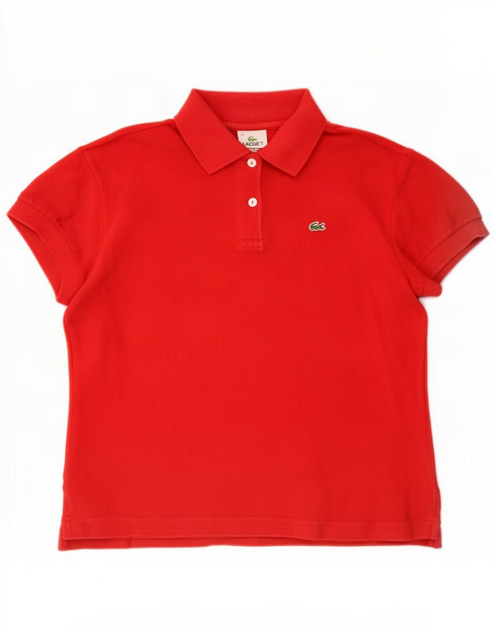 Lacoste Womens Crop Polo Shirt Størrelse 40 Medium Rød Bomuld