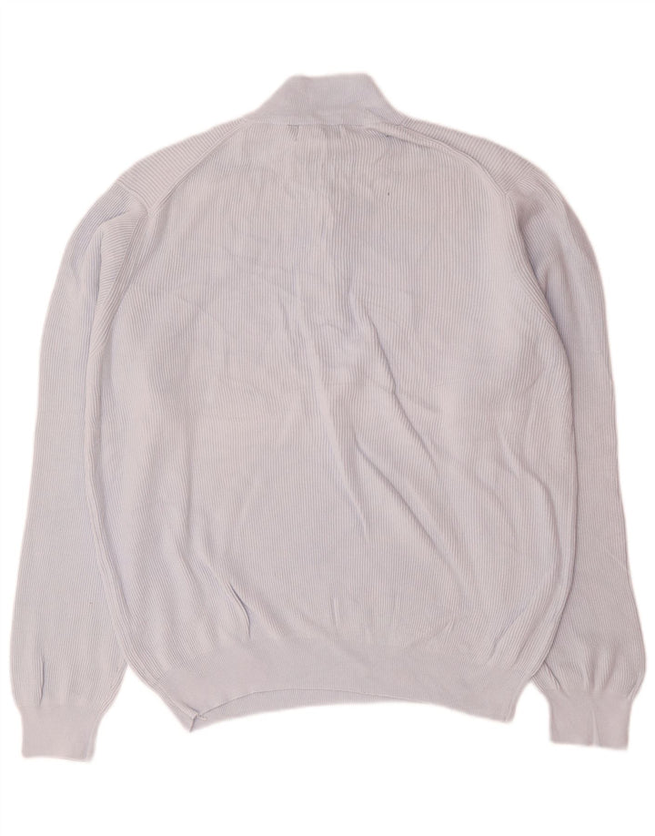 Boggi Herre Button Neck Jumper Sweater Stor Blå Bomuld