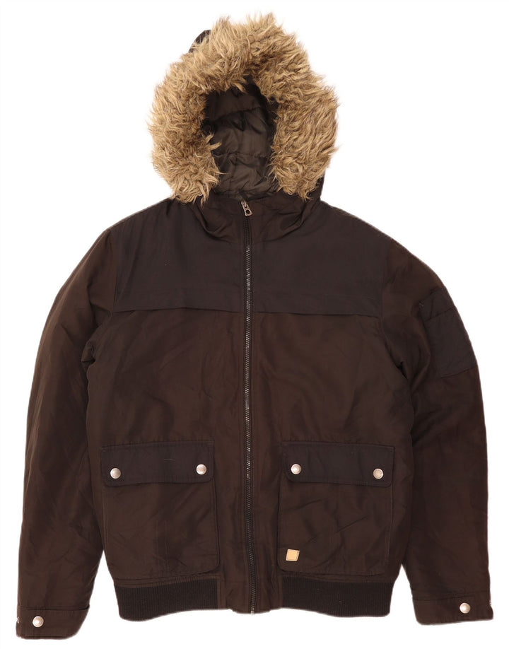 Jack & Jones Herre Hooded Bomber Jacket UK 40 Large Black