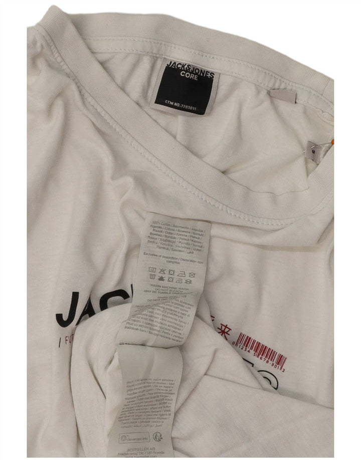 JACK & JONES Herre grafisk T-shirt Top Lille hvid bomuld