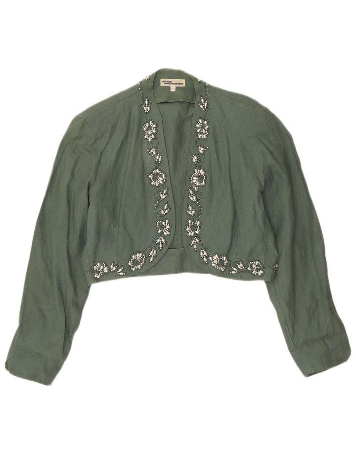 ANGELO SANTAGOSTINO Bolero-top til kvinder IT 44 Medium Green Linen