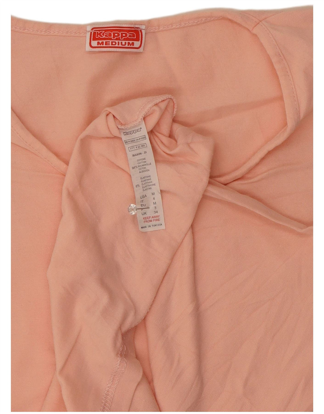 Kappa Dame T-Shirt Top UK 12 Medium Pink Bomuld