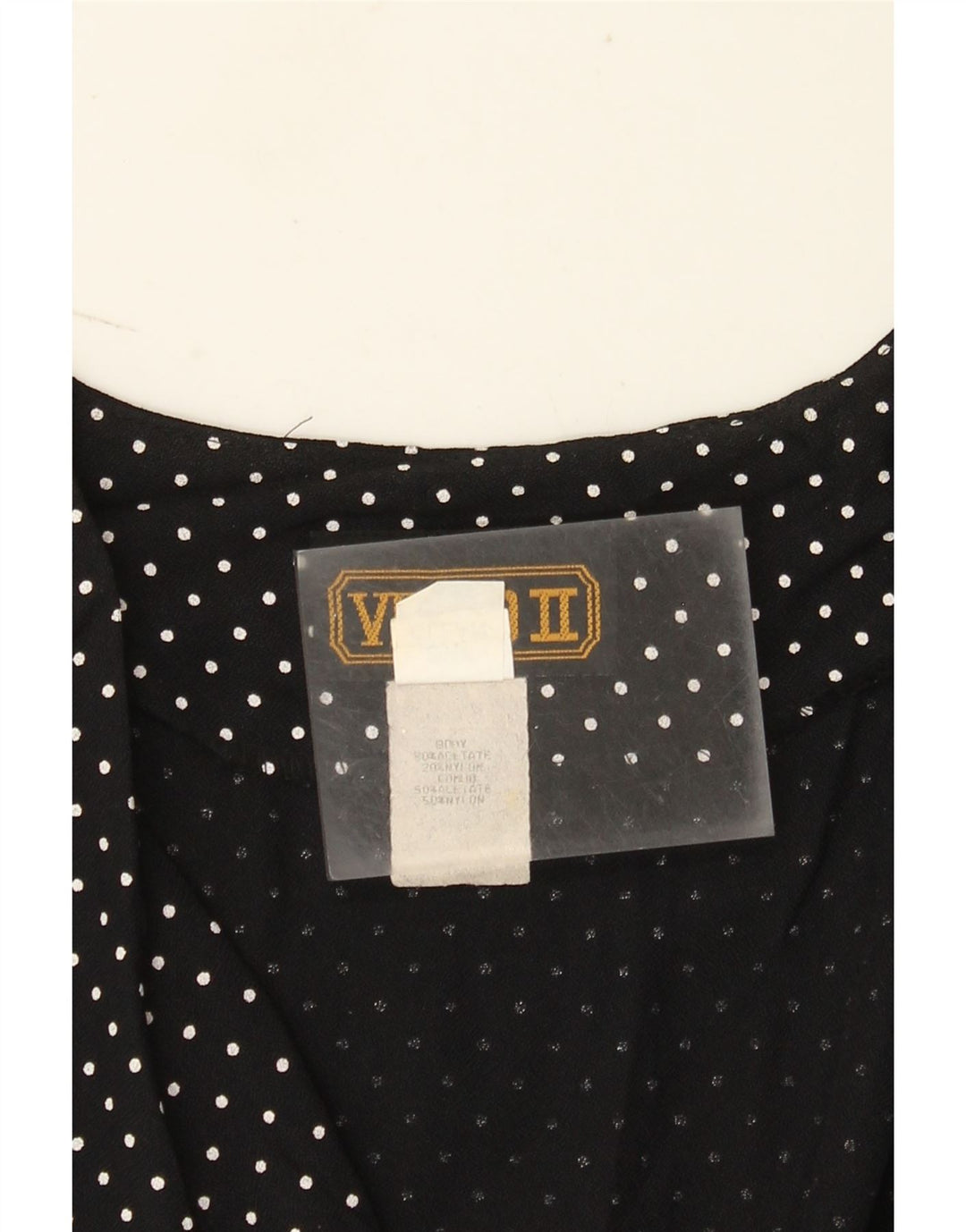 Vintage dame ærmeløs jumpsuit UK 12 Medium Black Polka Dot Acetate