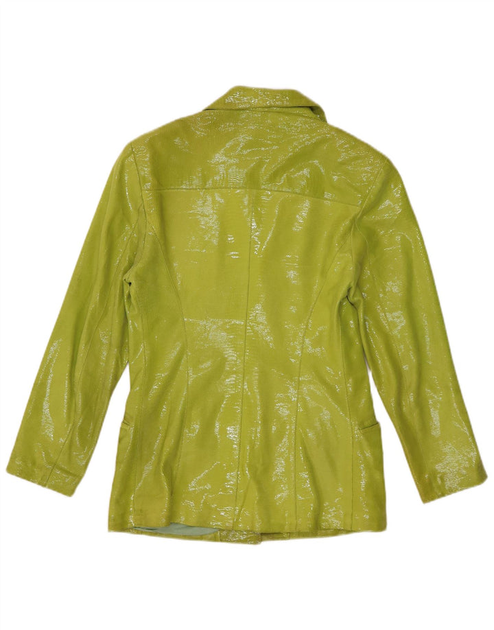 Vintage dame 3-knaps blazerjakke IT 40 Lille grønt dyreprint