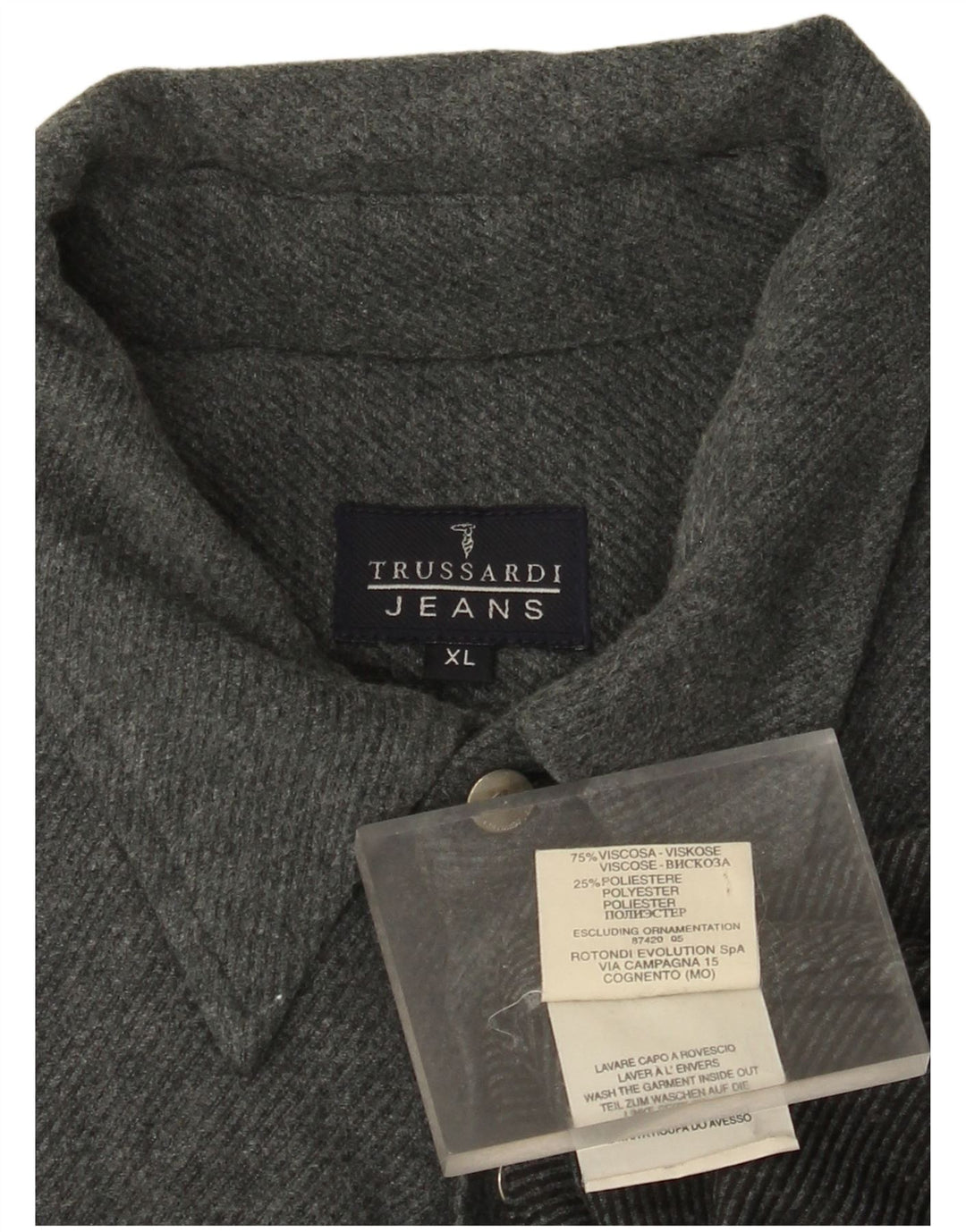 Trussardi Jeans Herre Flanellskjorte XL Grå Viscose